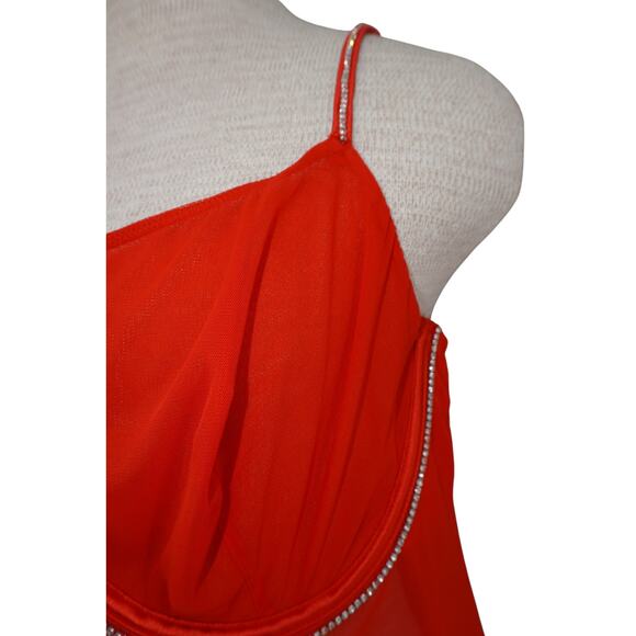 Auden Intimates Sheer Red Rhinestone-Trim Babydoll Lingerie Top (XXL) - Picture 7 of 10